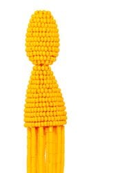 Oscar de la Renta | Yellow Long Bugle Bead Tangerine Tassel Earrings | Lyst