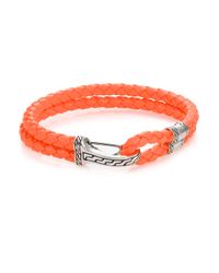 John Hardy | Orange Classic Chain Silver Hook Station Leather Bracelet | Lyst