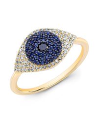 Anne Sisteron - Metallic 14kt Yellow Gold Diamond And Blue Sapphire Evil Eye Ring - Lyst