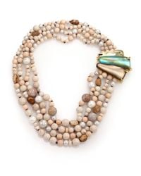 Alexis Bittar | Natural Desert Jasmine Lucite, White Onyx, Wood, Fossil & Shell Pearl Multi-Strand Necklace | Lyst