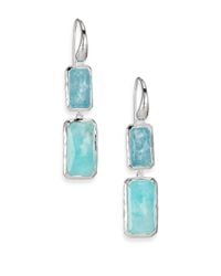 Ippolita | Metallic Rock Candy Larimar, Aquamarine & Sterling Silver Two-stone Drop Earrings | Lyst