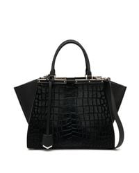 Fendi | Black 3jours Crocodile-embossed Calf Hair & Leather Shopper | Lyst
