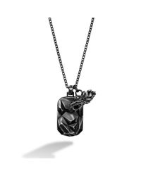 John Hardy | Dragon Head And Dog Tag Double Charm Pendant On Black Stainless Steel Necklace for Men | Lyst