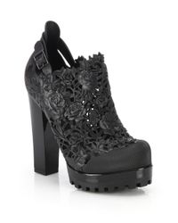 Melissa | Black Ah Floral Cutout Platform Booties | Lyst