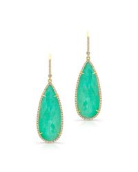 Anne Sisteron - Blue 14kt Yellow Gold Turquoise Diamond Rose Cut Earrings - Lyst