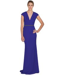 Badgley Mischka | Blue Cap-sleeve Odessa Evening Gown | Lyst