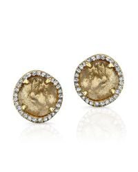 Anne Sisteron - 14kt Yellow Gold Diamond Slice Stud Earrings - Lyst