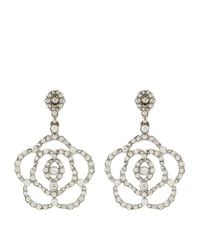 Oscar de la Renta | Metallic Swarovski Crystal Flower Clip-on Earrings | Lyst