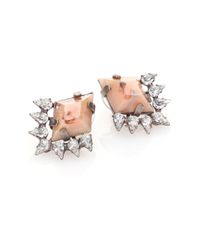 DANNIJO | Pink Bleu Crystal Stud Earrings/silvertone | Lyst