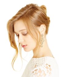 Oscar de la Renta | Natural Crystal Golden Shadow Pave Flower Drop Earrings | Lyst