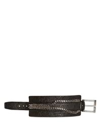 Emanuele Bicocchi | Black Nappa Leather & Chain Cuff Bracelet for Men | Lyst