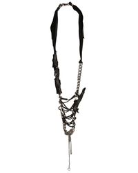 Emanuele Bicocchi | Metallic Twisted Leather & Silver Chain Necklace | Lyst