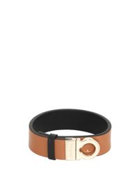Ferragamo | Black Gancino Leather Bracelet for Men | Lyst