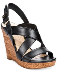 Lyst - Jessica Simpson Jerrimo Platform Wedge Sandals in Black