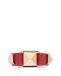 Valentino | Red 'rockstud' Macro Leather Bracelet | Lyst