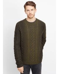 Vince | Green Wool Cashmere Marled Cable Knit Dégradé Crew Neck Sweater for Men | Lyst