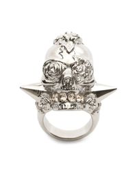 Alexander McQueen | Metallic Punk Rose Ring for Men | Lyst