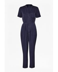 French Connection | Blue Utility Tencel Jumpsuit | Lyst
