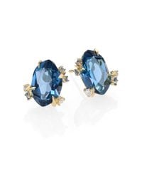 Alexis Bittar Fine | Royal Marquis London Blue Topaz, Diamond, Sapphire & 18k Yellow Gold Earrings | Lyst