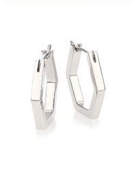 Marc By Marc Jacobs | Metallic Hexagon Huggie Hoop Earrings/silvertone | Lyst
