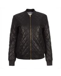 Paul Smith | Black Quilted Leather Bomber Jacket | Lyst