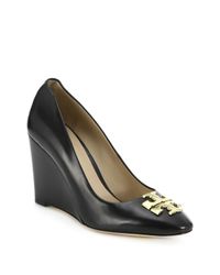 Tory Burch | Black Raleigh Leather Wedges | Lyst