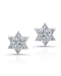 Anne Sisteron - 14kt White Gold Jewish Star Stud Earrings - Lyst