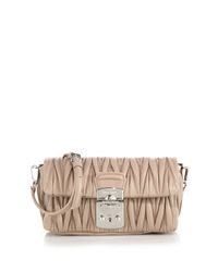 Miu Miu | Pink Matelasse Small Leather Crossbody Bag | Lyst