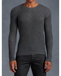 John Varvatos | Gray Waffle Stitch Crewneck for Men | Lyst