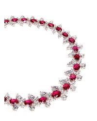 CZ by Kenneth Jay Lane | Pink Mix Cubic Zirconia Rhodium Plated Necklace | Lyst