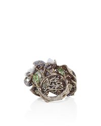 Wendy Yue | Multicolor Jade And Pink Sapphire Double Flower Ring | Lyst