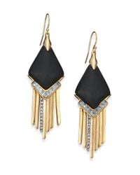 Alexis Bittar | Metallic Sport Deco Lucite & Crystal Spear Fringe Drop Earrings/black | Lyst