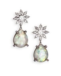 DANNIJO | Metallic Dolly Crystal & Faux Pearl Teardrop Earrings | Lyst