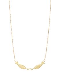 Me&Ro | Metallic Kissing Fish Necklace with Diamond Marquise | Lyst