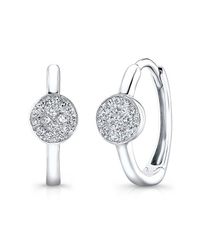 Anne Sisteron | 14kt White Gold Diamond St. Tropez Mini Hoop Disc Earrings | Lyst
