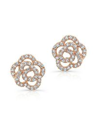 Anne Sisteron - Pink 14kt Rose Gold Diamond Camellia Flower Stud Earrings - Lyst