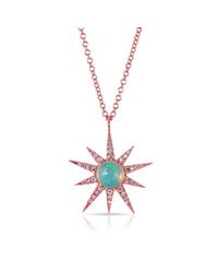 Anne Sisteron - Metallic 14kt Rose Gold Opal Diamond Starburst Necklace - Lyst