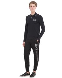 EA7 | Blue Train Core Cotton Long Sleeve Polo Shirt for Men | Lyst