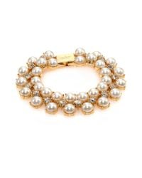 kate spade new york | Metallic Twinkling Fete Crystal & Faux Pearl Bracelet | Lyst