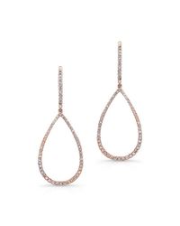Anne Sisteron - Pink 14kt Rose Gold Diamond Small Open Pear Shape Earrings - Lyst