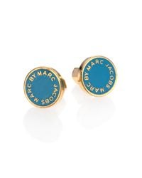 Marc By Marc Jacobs | Blue Enamel Logo Disc Stud Earrings | Lyst