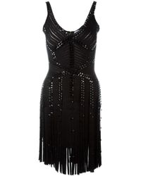 Lyst - Hervé Léger Beaded Cutout Bandage Gown in Black