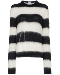 Saint Laurent Black Striped Mohair-blend Sweater