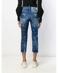 Jean crop à effet délavé DSquared² en coloris Blue
