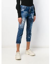 DSquared² Blue Ausgewaschene Cropped-Jeans