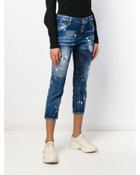 Jean crop à effet délavé DSquared² en coloris Blue