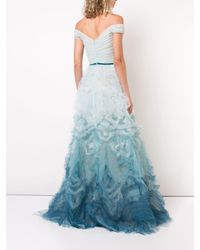 Abito da sera effetto sfumato di Marchesa notte in Blue