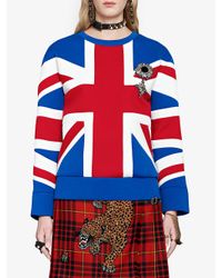 Sweat-shirt avec motif intarsia Union Jack Gucci en coloris Red