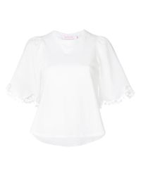 See By Chloé White Scalloped-sleeve T-shirt