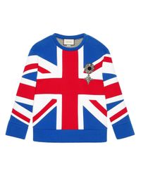 Sweat-shirt avec motif intarsia Union Jack Gucci en coloris Red